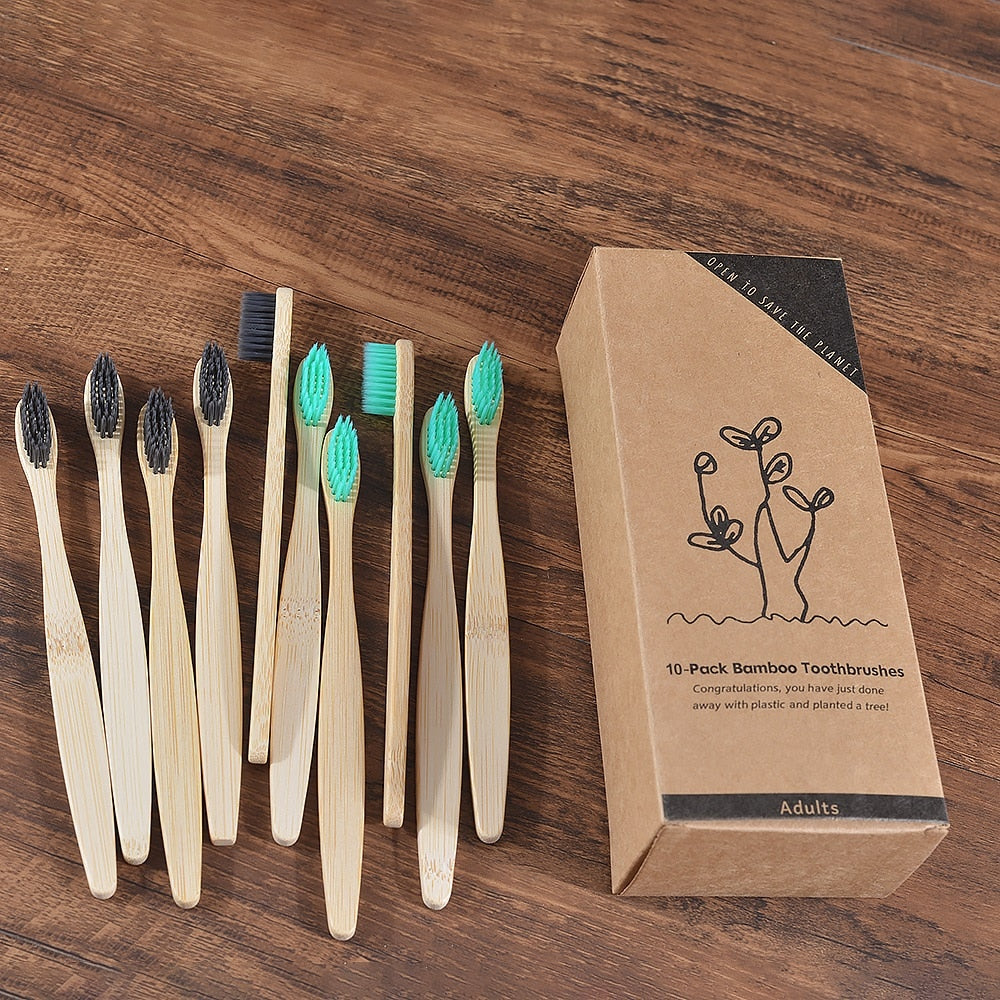 ECO-FRIENDLY BAMBOO TOOTHBRUSH (10 pieces) 