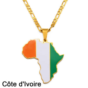 PENDENTIF A MOTIF DE CARTE D'AFRIQUE - BOSSOUASHOP