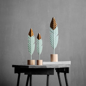 MINIATURE WOODEN FEATHER FIGURINES 