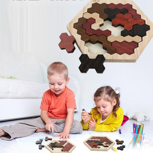 PUZZLE HEXAGONAL EN BOIS