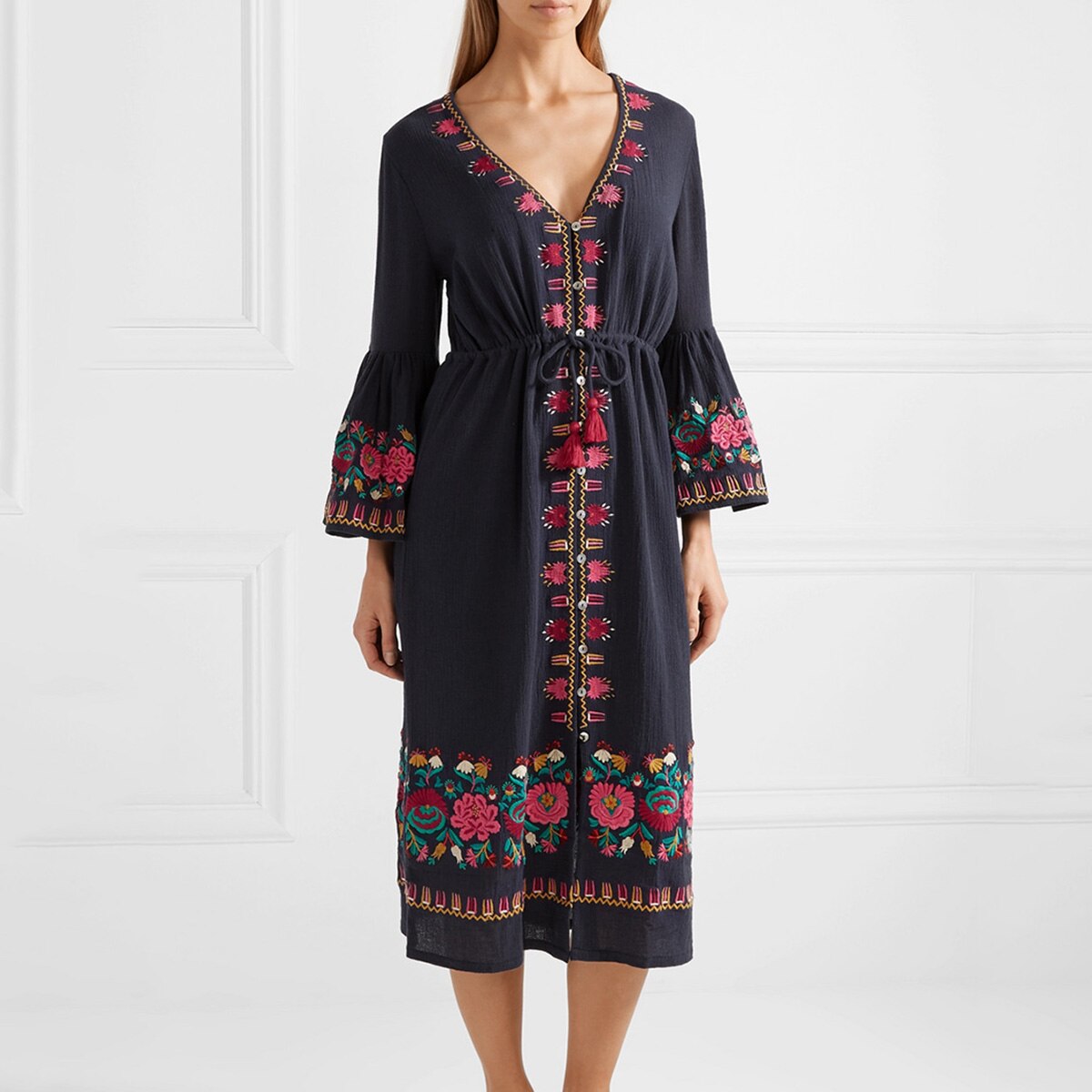 BOHO STYLE EMBROIDERED FLOWER DRESS 