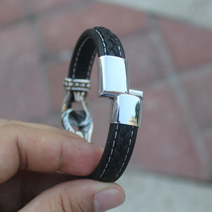 NEO-GOTHIC STYLE BRACELET IN GENUINE LEATHER 