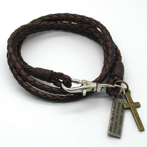 BRAIDED BRACELET IN BROWN LEATHER