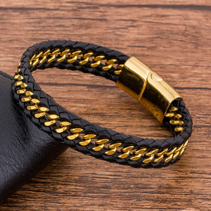 GENUINE LEATHER STRAP WITH BRAIDED CORD 