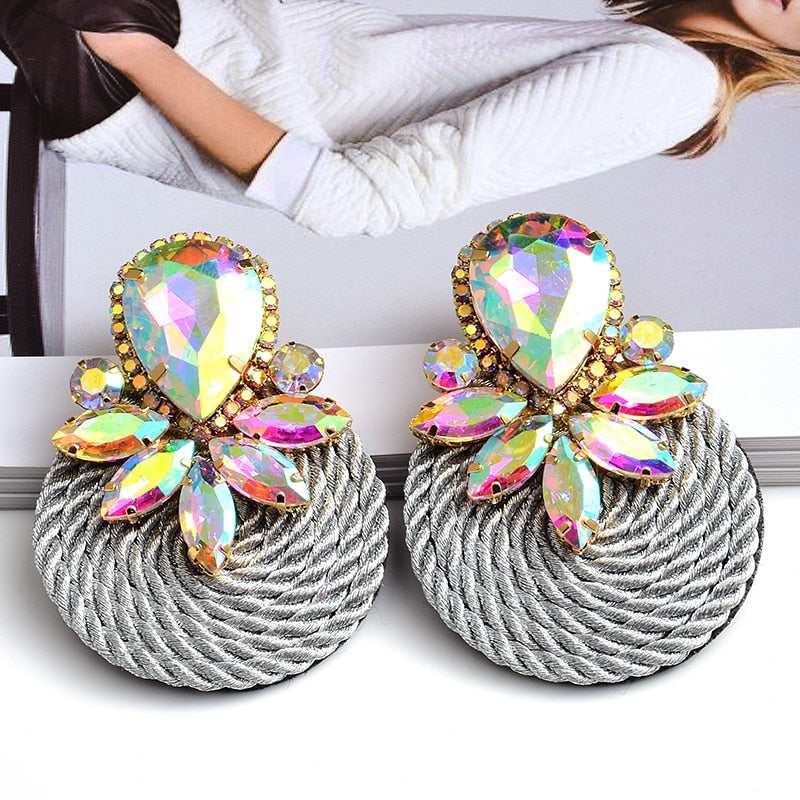ROUND COLORED CRYSTAL EARRINGS 