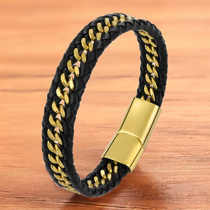 GENUINE LEATHER STRAP WITH BRAIDED CORD 