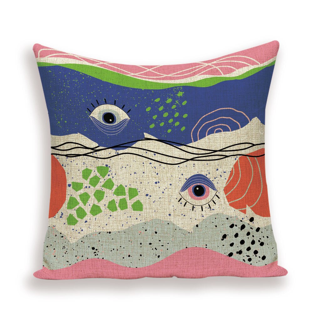 ABSTRACT CUSHION COVER, GEOMETRIC PATTERNS. 