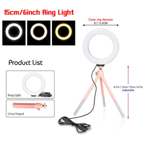 16cm LED RING LIGHT WITH 6 INCH TRIPOD 