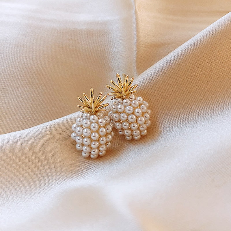 BOUCLES D'OREILLES RETRO EN PERLES D'ANANAS