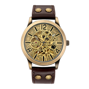 MECHANICAL WATCH WITH LEATHER STRAP