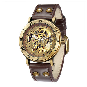 MECHANICAL WATCH WITH LEATHER STRAP